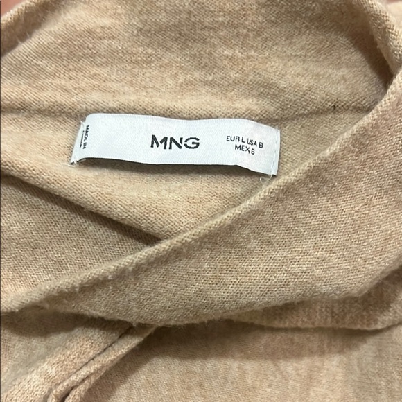 Mango MNG Dress Knit Sweater Beige Tan Sleeveless Mock Neck Sheath Side Split - Picture 10 of 13